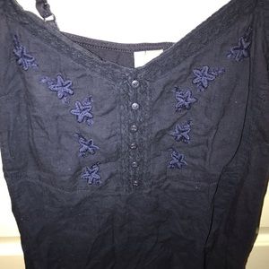 Lauren Conrad Blue Embroidered Tank Top
